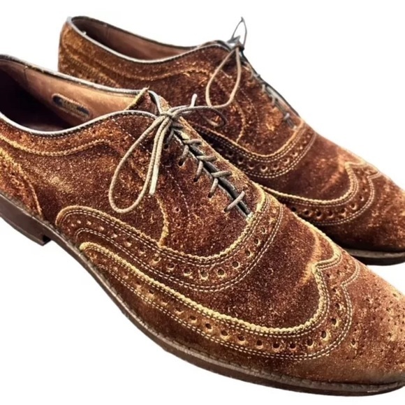 Allen Edmonds McAllister Mens‎ Size 9 B Brown Suede Wingtip Oxford Dress Shoes - Picture 1 of 12